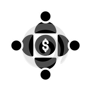 Teamwork glyph flat vector icon