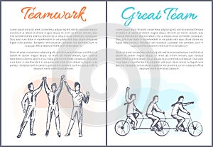Teamwork and Great Team Set Vector Illustration