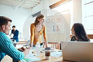 Teamwork, the greatest predictor of success. a group of young businesspeople having a meeting in a modern office.