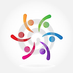 Teamwork group of colorful business people logo