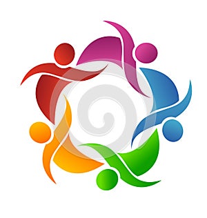 Teamwork group of friends logo