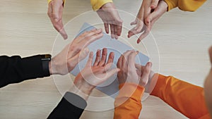 Teamwork. a group of people a team assemble puzzles solve a problem. business teamwork concept. community of people