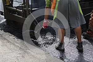 Teamwork, Group of workers on a road construction