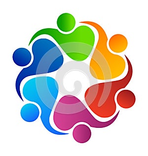 Teamwork group of working friends logo vector
