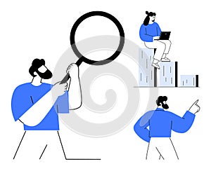 Teamwork and growth exploration with data insights, strategy, and problem-solving concepts