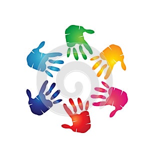 Teamwork hands colorful