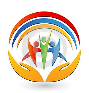 Teamwork hands logo vector photo