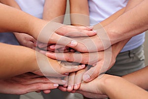 Teamwork hands together