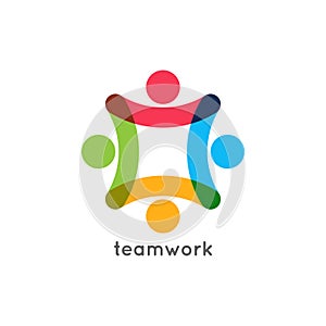 Teamwork icon business concept. Team work union logo on white background