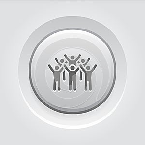 Teamwork Icon. Grey Button Design