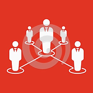 The teamwork icon. Leadership and connection, business teams symbol. Flat
