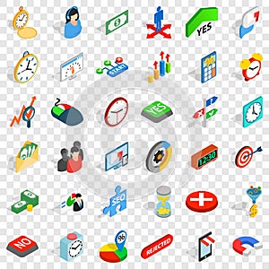 Teamwork icons set, isometric style