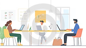 Teamwork Illustration Modern Office Workers Collaboration