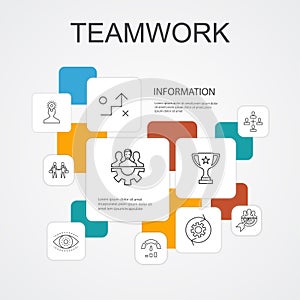Teamwork Infographic 10 line icons