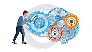 Teamwork and Innovation with Interlocking Gears, vector design Generative AI