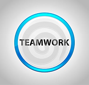 Teamwork Round Blue Push Button