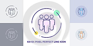 Teamwork line art vector icon. Outline symbol of group of people. Team pictogram made of thin stroke