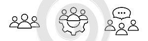 Teamwork line icon set. Leadership collection