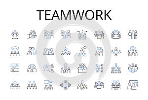 Teamwork line icons collection. Collaboration, Partnership, Alliance, Cooperation, Synergy, Unity, Harmony vector and