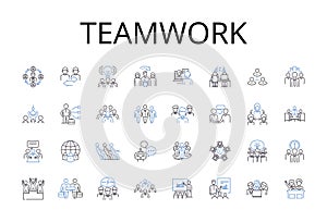 Teamwork line icons collection. Collaboration, Partnership, Alliance, Cooperation, Synergy, Unity, Harmony vector and