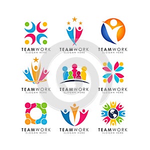 Teamwork logo design vector. organizational logo design