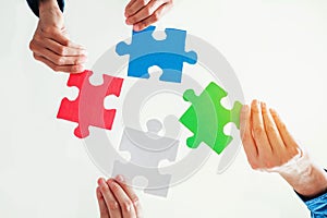 Teamwork meeting Business Jigsaw Puzzle solution together conce