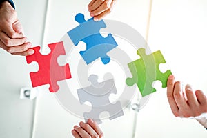 Teamwork meeting Business Jigsaw Puzzle solution together concept