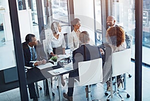 Teamwork, meeting and business people in discussion in office for brainstorming or planning. Collaboration, company and