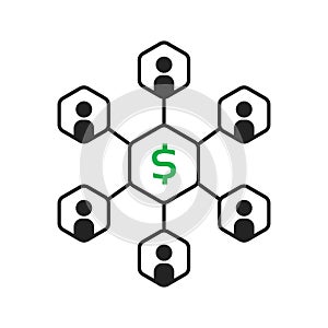 teamwork for money benefits like partnership icon