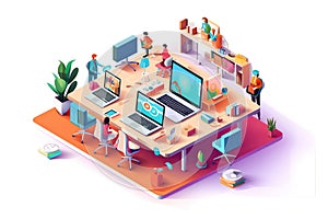 Teamwork in the office. AI Generated