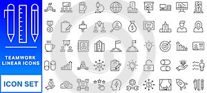 teamwork outline icon collection. Vector illustration