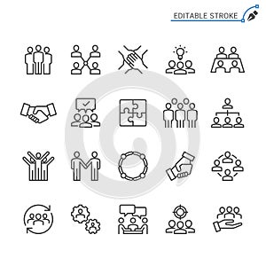 Teamwork outline icon set