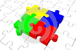 Teamwork, partnership concept - jigsaw puzzle pieces - 3D illustration