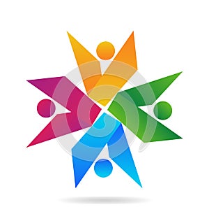Teamwork people abstract shapes, vector logo