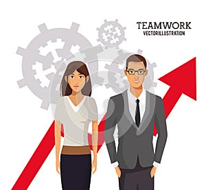 Teamwork people business growth chart gears