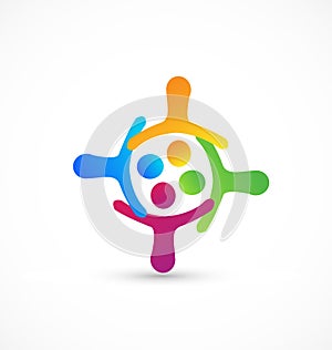 Teamwork people in a hug logo