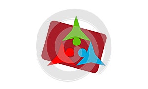 Teamwork People Logo. Vector Design Illustration. triangle concept template.