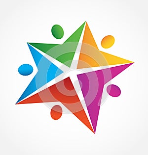 Teamwork people star shape logo