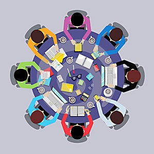 Teamwork people top view