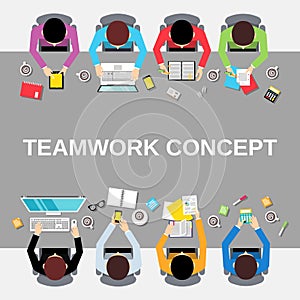 Teamwork people top view