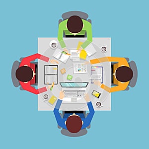 Teamwork people top view