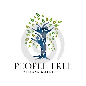 Teamwork people tree logo vector