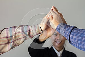 Teamwork Power Successful Meeting Workplace Concept