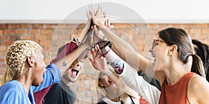 Teamwork Power Successful Meeting Workplace Concept photo