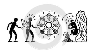 Teamwork problem-solving vector, engineering system development innovation. vector design Generative AI