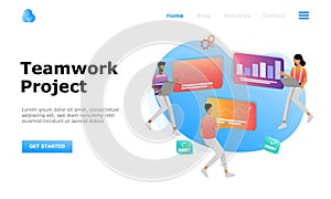 Teamwork Project Vector Illustration Concept , Suitable for web landing page, ui,  mobile app, editorial design, flyer, banner, an