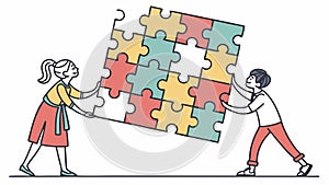 Teamwork Puzzle Solution Vector Concept, vector design Generative AI