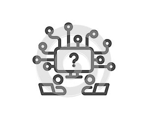 Teamwork question line icon. Ask help sign. Vector