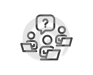 Teamwork question line icon. Ask help sign. Vector