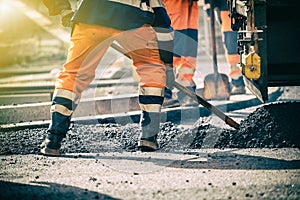 Teamwork on road construction